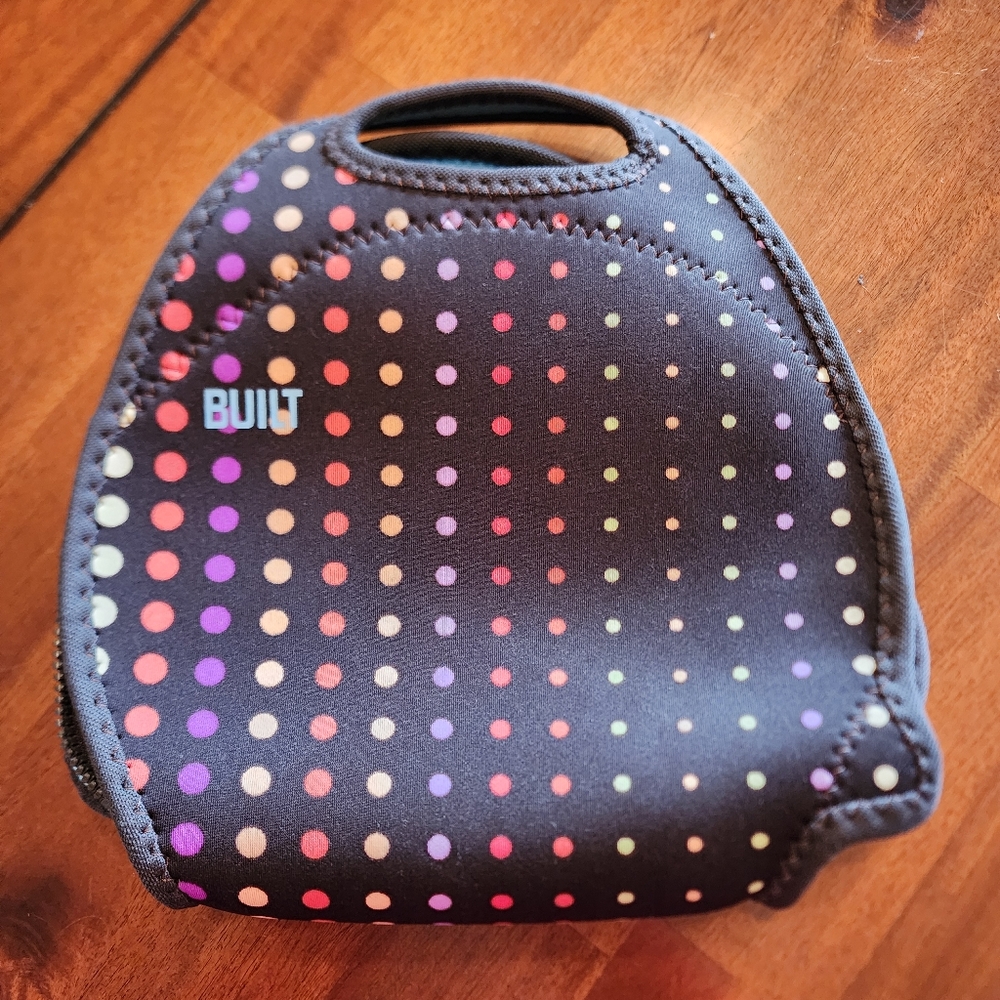 Built Tortuga Lunch Tote Brown/Polka Dot Neoprene Lightweight Pre-owned